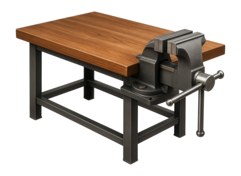 Workbench with integrated vice