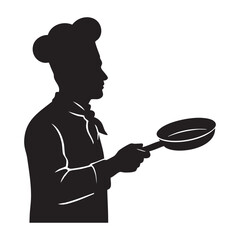 chef with frying pan.