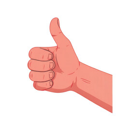 Pink Cartoon Hand Gesturing Thumbs Up on Transparent Background