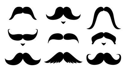 Mustache Collection – Black Silhouette Icon Set for Hipsters, Mexican Festivities, and Father's Day Celebrations
