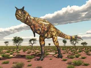 Selbstklebende Fototapeten Dinosaurier Dinosaurier Carnotaurus in einer Landschaft  © Michael Rosskothen