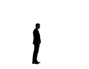 Confident Businessman Standing Alone in Thoughtful Reflection