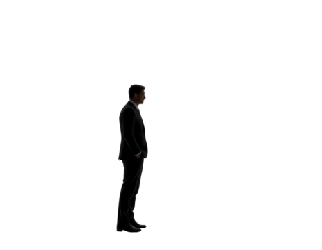 Confident Businessman Standing Alone in Thoughtful Reflection