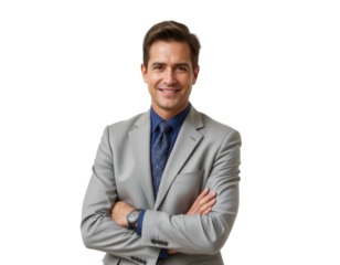 Confident businessman in formal suit displaying professional demeanor
