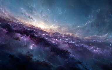 Naklejka premium Stunning nebula space wallpaper featuring colorful interstellar dust and cosmic beauty in deep space