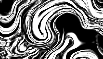 Fototapeta premium Abstract swirling black and white pattern with fluid, dynamic, and textured lines creating a visual flow.