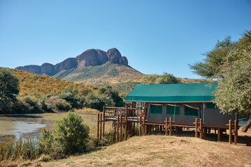 Marakele National Park safari game drive in Limpopo province, South Africa, with amazing scenic...