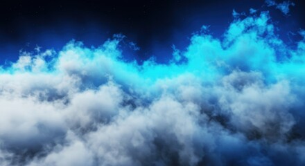 Fototapeta premium Ethereal Nightscape: Azure Cloudscape Illuminated by Celestial Glow