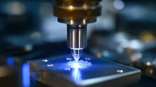 A molecular beam epitaxy (MBE) system grows perfect crystalline layers on a substrate with atomic precision. The ultra-high vacuum chamber and advanced materials science are highli