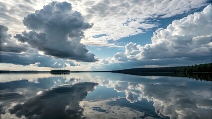 Fototapeta premium lake and clouds
