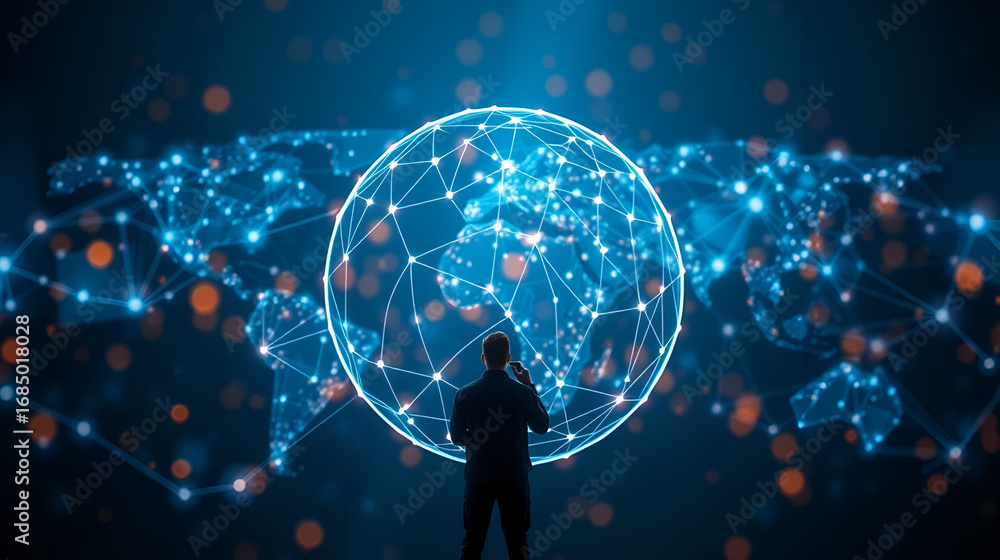 Fototapete contemplator of the world wide web.abstract plexus background for different events and projects.seam