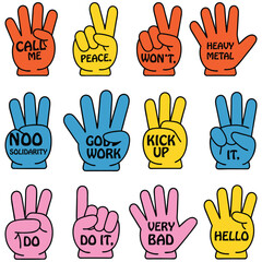 Fototapeta premium Vibrant Cartoon Hands with Text Messages