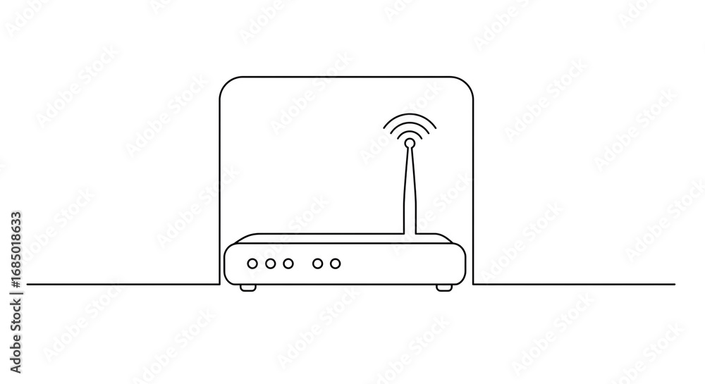 Poster wireless router illustration network connectivity modern technology internet access and wifi signal