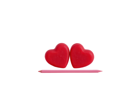 Two Red Heart Shapes on a Soft Pink Background for Love Theme