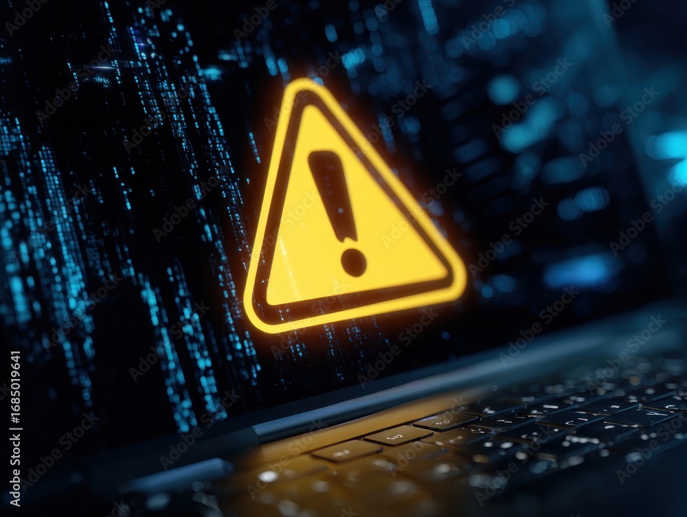 Poster notice of a hacked system following a cyberattack on a network. compromised notion of information. o