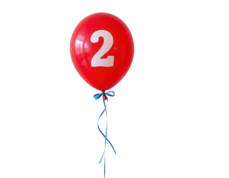 Bright Red Balloon with Number Two for Party Celebration Decor - Powered by Adobe