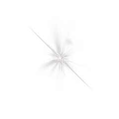 Abstract white starburst light effect with sharp glowing beams on clean background. Minimal bright...