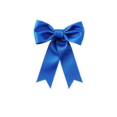 Naklejka premium Elegant Blue Bow Ribbon with Smooth Satin Texture and Perfect Ties