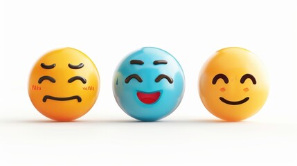 Fototapeta premium Cute Cartoon 3D Smiling Face: Yellow Character with Joyful Expression, Vector Icon Illustration