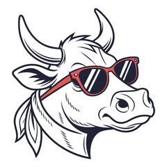 Stylish Bull Mascot with Cap and Sunglasses