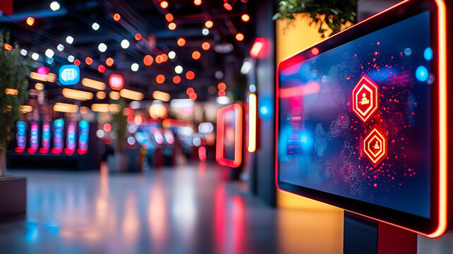 Dynamic Data Visualizations on a Modern Digital Display in a Vibrant Retail Setting