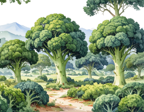 Hand-Drawn Fresh Broccoli Seamless Pattern, Watercolor Style, Organic Food Design - Powered by Adobe