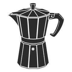 Solid Icon of French Press Coffee Maker Flat Black