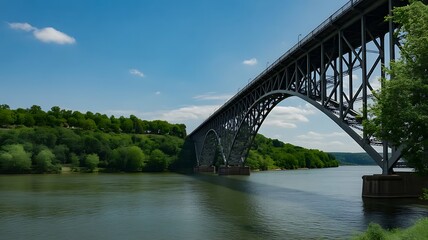 Fototapeta premium View of the midhudson bridge over the hudson river in poughkeepsie, new york