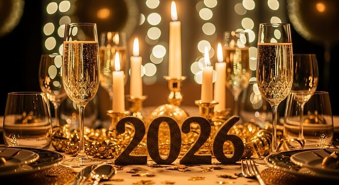 Elegant New Year's Eve Dinner Table Setting for 2026