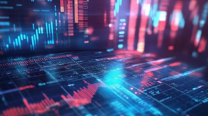 Futuristic immersive digital environment showing complex data analysis and financial charts - Powered by Adobe