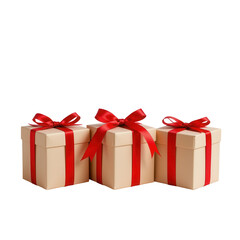 Obraz premium Elegant Gift Boxes with Red Ribbons for Holiday Celebrations