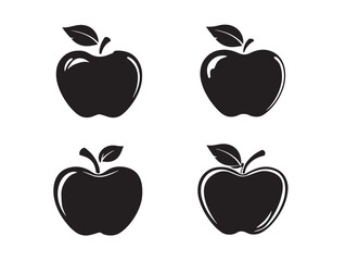 Artistic Apple Fruit Silhouette Set for Creative Design Needs  