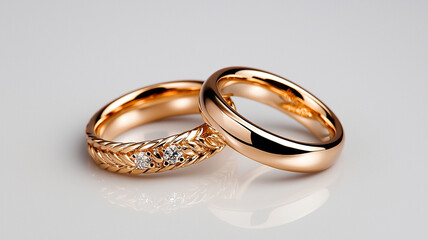 Elegant Rose Gold Wedding Rings with Diamond Accents
