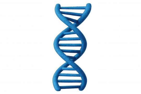 Spinning translucent dna helix model, symbolizing genetic research, scientific visualization, medical innovation against clean background