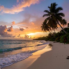 Tropical sunset beach scene (1)