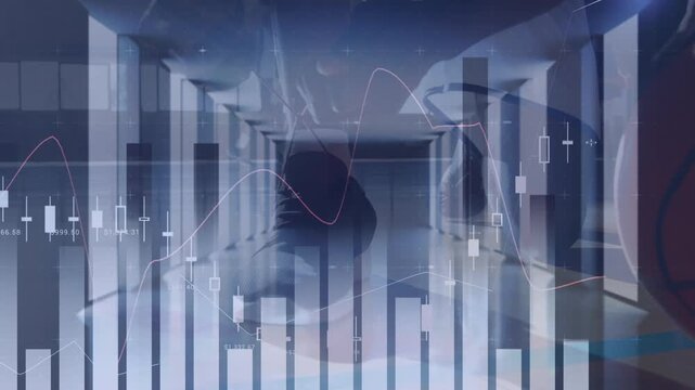 Animation of data processing over diverse male basketball players at gym - Powered by Adobe