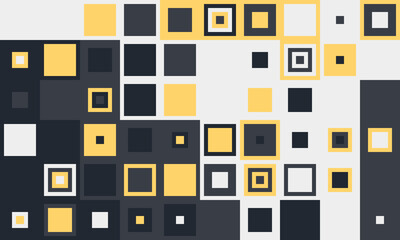 Abstract geometric pattern of yellow, grey, and white squares.  Modern, minimalist design ideal for backgrounds, website banners, or presentations.