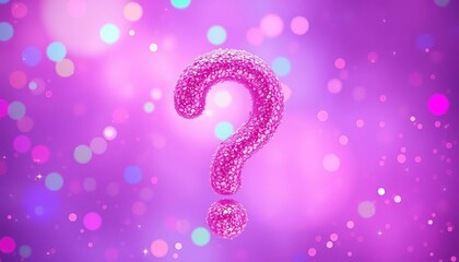 Whimsical pink question mark, rainbow hues, glitter, sparkles, vibrant, magical, fantasy,  joyful,  curiosity
