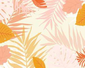 Modern tropical background. Jungle plants nature backdrop. Summer palm leaves wallpaper 