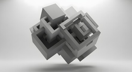 Abstract geometric structure, complex, modern, 3D art
