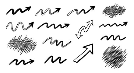 Sketch arrows scribble line doodle set vector graphic design illustration art direction handmade drawing handmade pen pencil marker