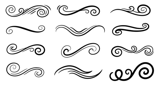 Decorative ornament scroll swirl line art flourish design element vector graphic illustration elegant vintage divider flourish