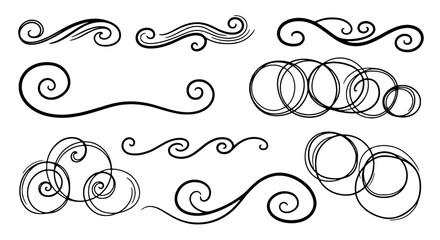 Swirls flourish decorative ornament doodle vector graphic design illustration art line hand drawn handmade calligraphy