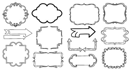 Doodle frames sketch scribble arrow hand drawn handmade line outline shape vector graphic design illustration art