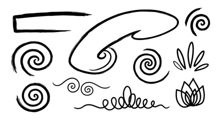 Doodle sketch flourish swirl spiral flourish drawing art vector design illustration clip art sketch