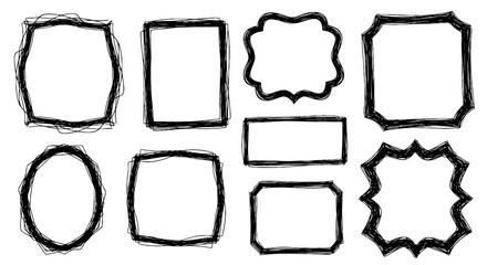 Doodle frame border sketch scribble hand drawn vector graphic design illustration art label set outline shape