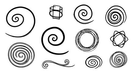 Spiral squiggle doodle sketch scribble line vector graphic design illustration art abstract set