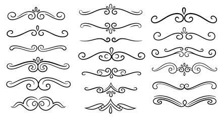Floral divider flourish ornament line art decorative vector graphic design illustration border calligraphy vintage element swirl scroll doodle