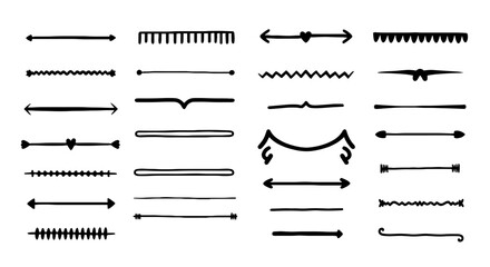 Hand drawn underline sketch scribble doodle vector line graphic design art dividing text decor