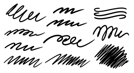 Scribbles sketch scribble hand drawn doodle pencil pen marker set vector graphic design art underline shape